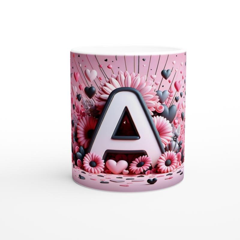 A Harfi Dekoratif Alfabe Temalı Kupa Bardak