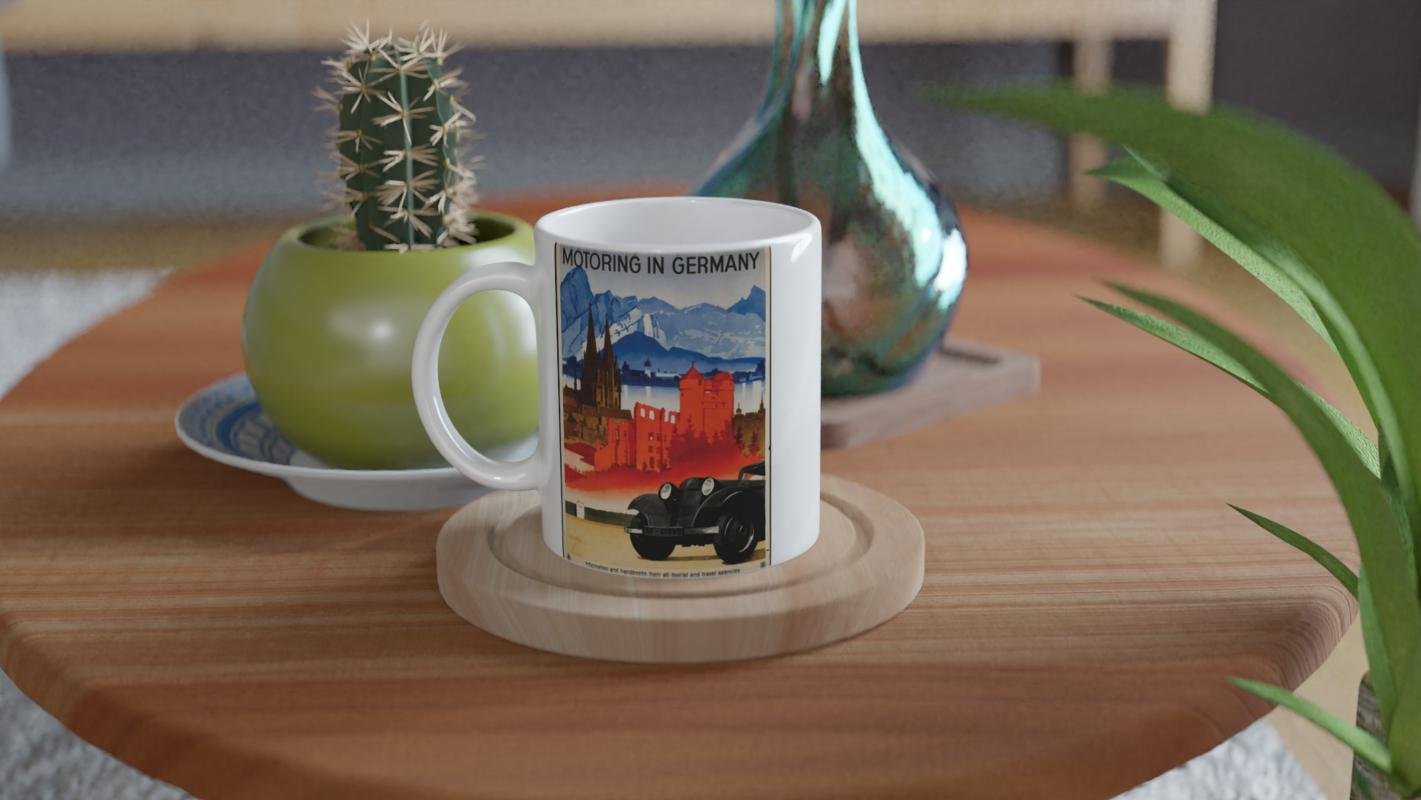 Alplerin Eteklerinde Alman Klasik Otomobil Kupa Bardak - 2