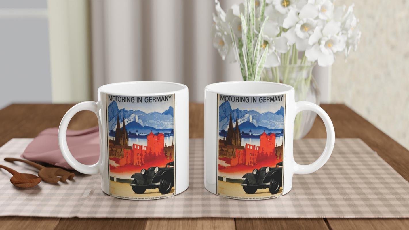 Alplerin Eteklerinde Alman Klasik Otomobil Kupa Bardak - 4