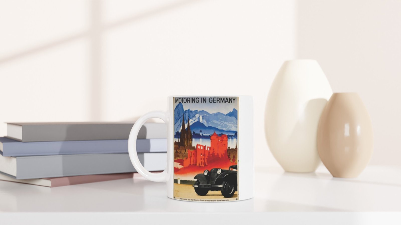 Alplerin Eteklerinde Alman Klasik Otomobil Kupa Bardak - 5