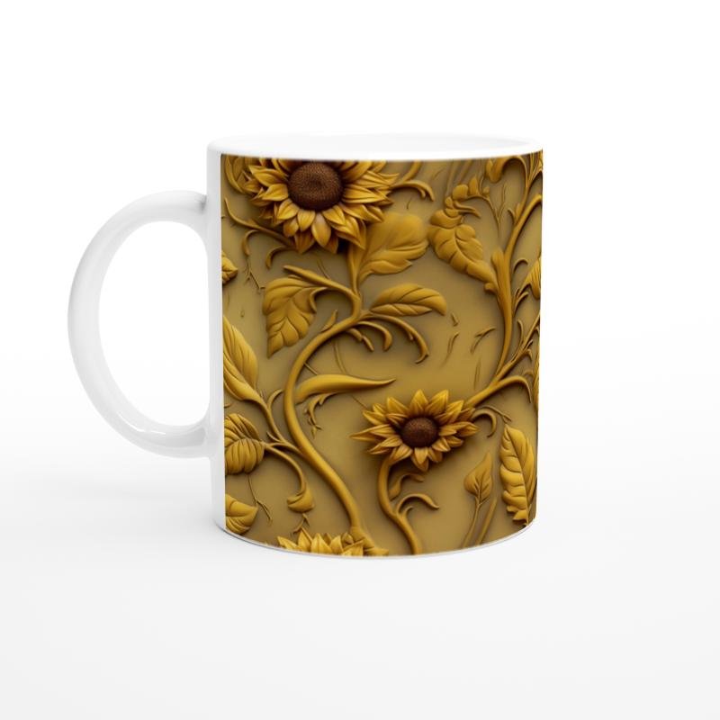 Altın Ayçiçeği Rölyef Temalı Kupa Bardak