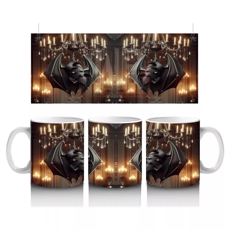 Altın Işıklarla Süslenmiş Cadı Kazanı ve Mumlar Temalı Cadılar Bayramı Baskılı Kupa