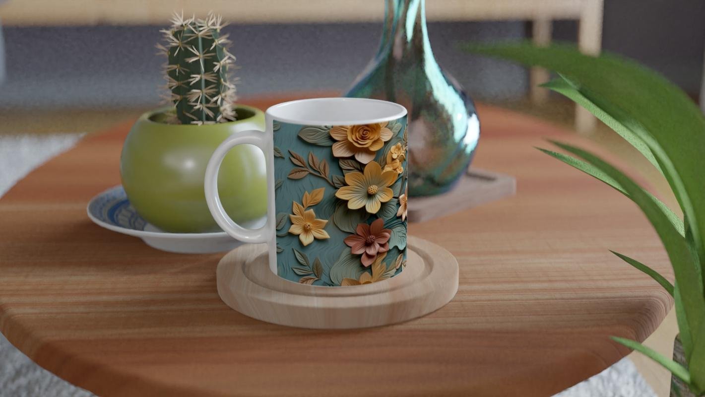 Altın Sarısı Bahar Dokunuşlu Kupa Bardak - 4