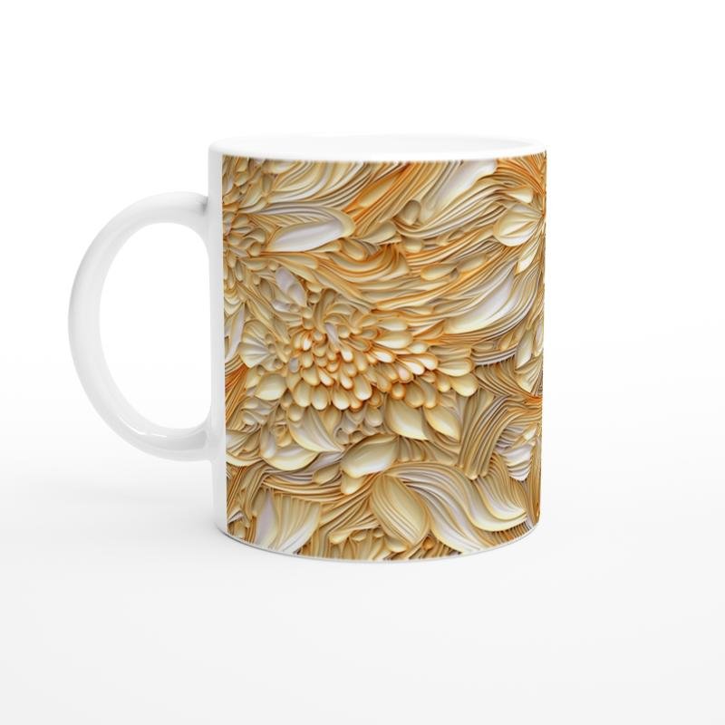 Altın Vurgulu Lüks Çiçekli Kupa Bardak