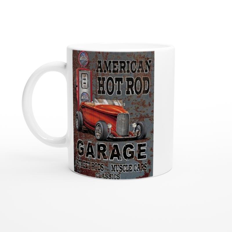 Amerikan Hot Rod ve Garaj Temalı Retro Kupa Bardak