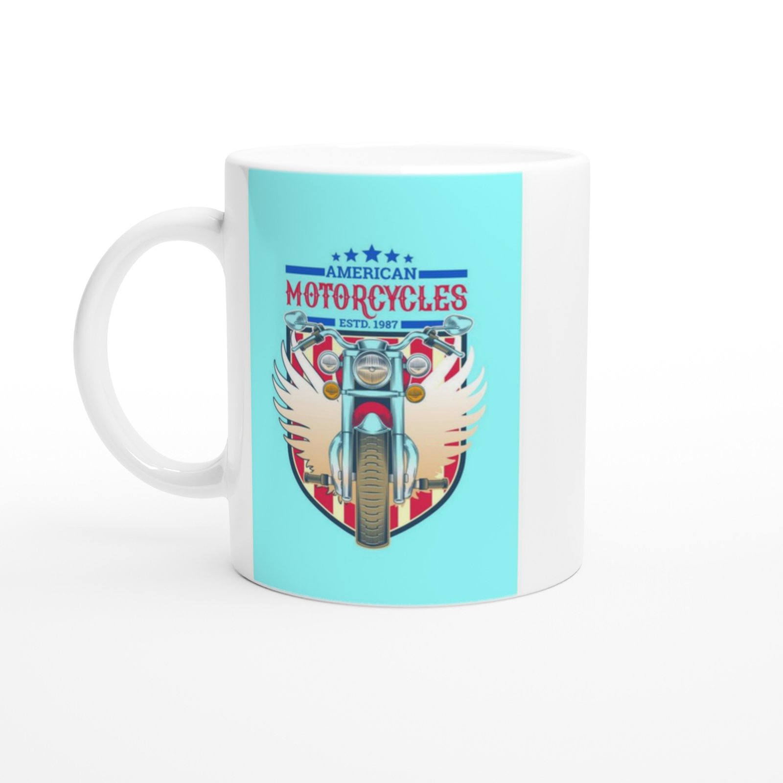 Amerikan Retro Motor Kanatlı Tasarım Baskılı Kupa Bardak