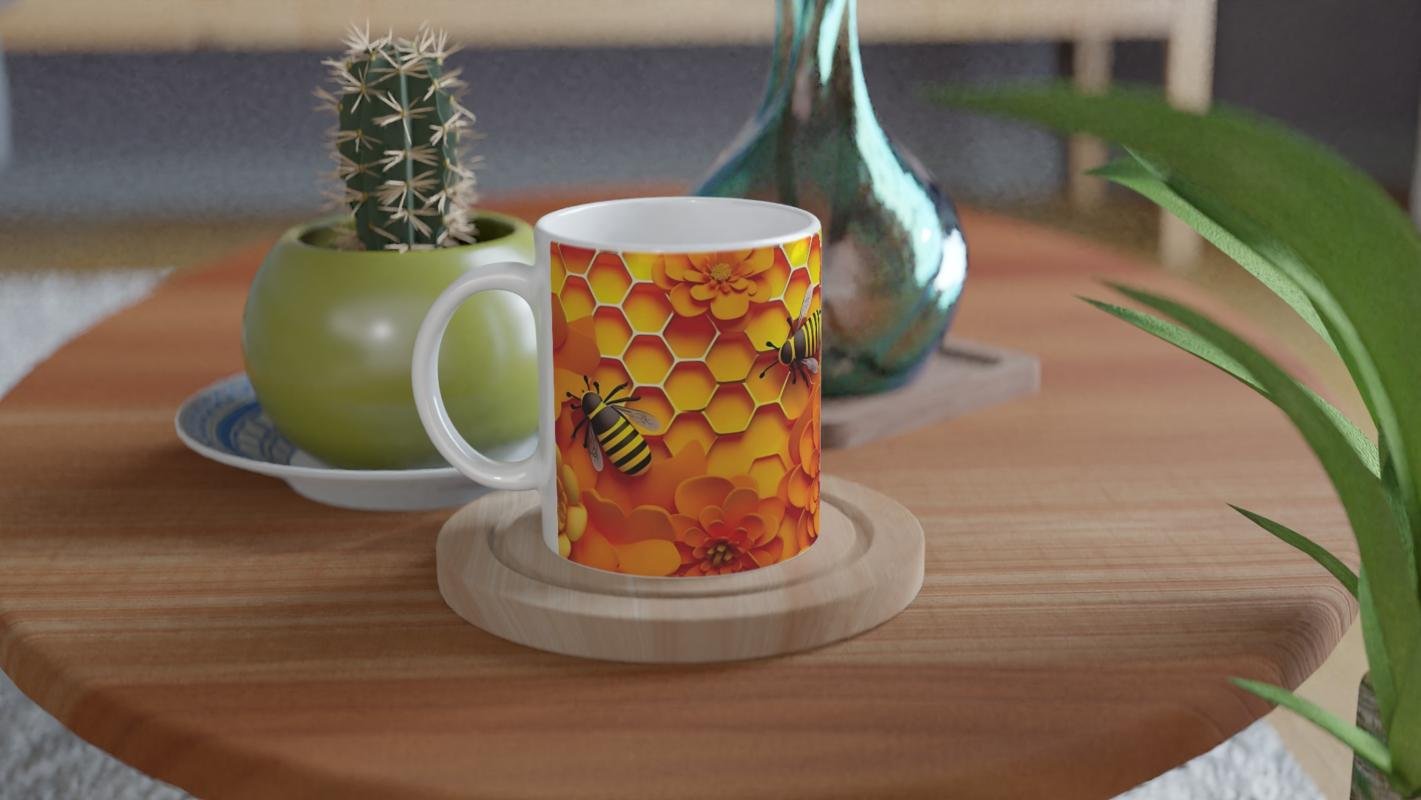 Arı Petek Baskılı Kupa Bardak - 4