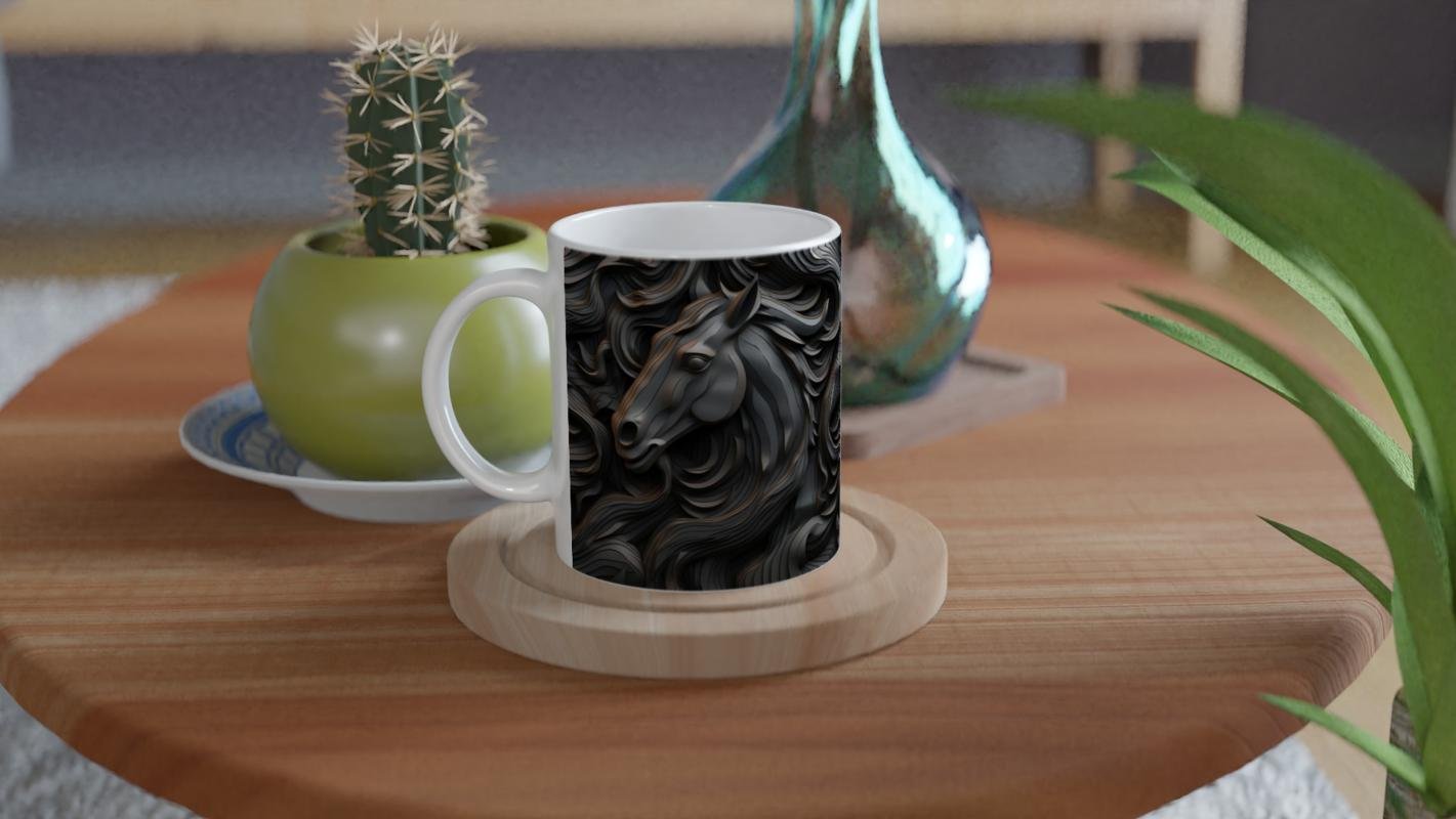 Asil Güç Soyut At Figürlü Kupa Bardak - 4