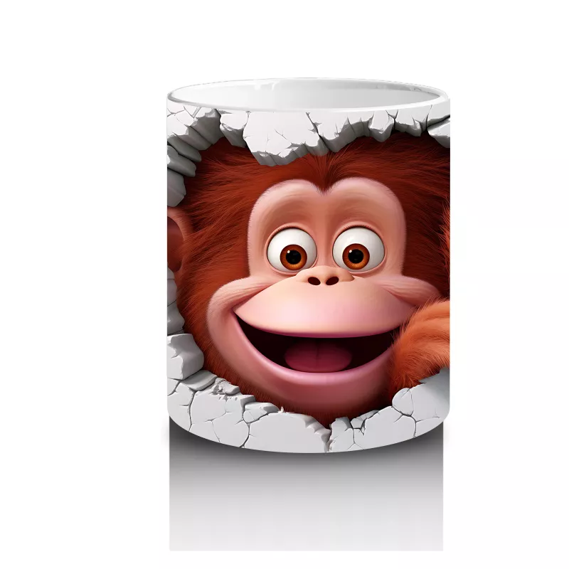 Aşk Baloncuklarıyla Sevimli Maymun – Baskılı Kahve Kupası - 3