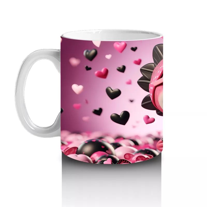 Aşk Temalı Kalpli Gözlü Dinazor – Baskılı Kahve Kupası - 2