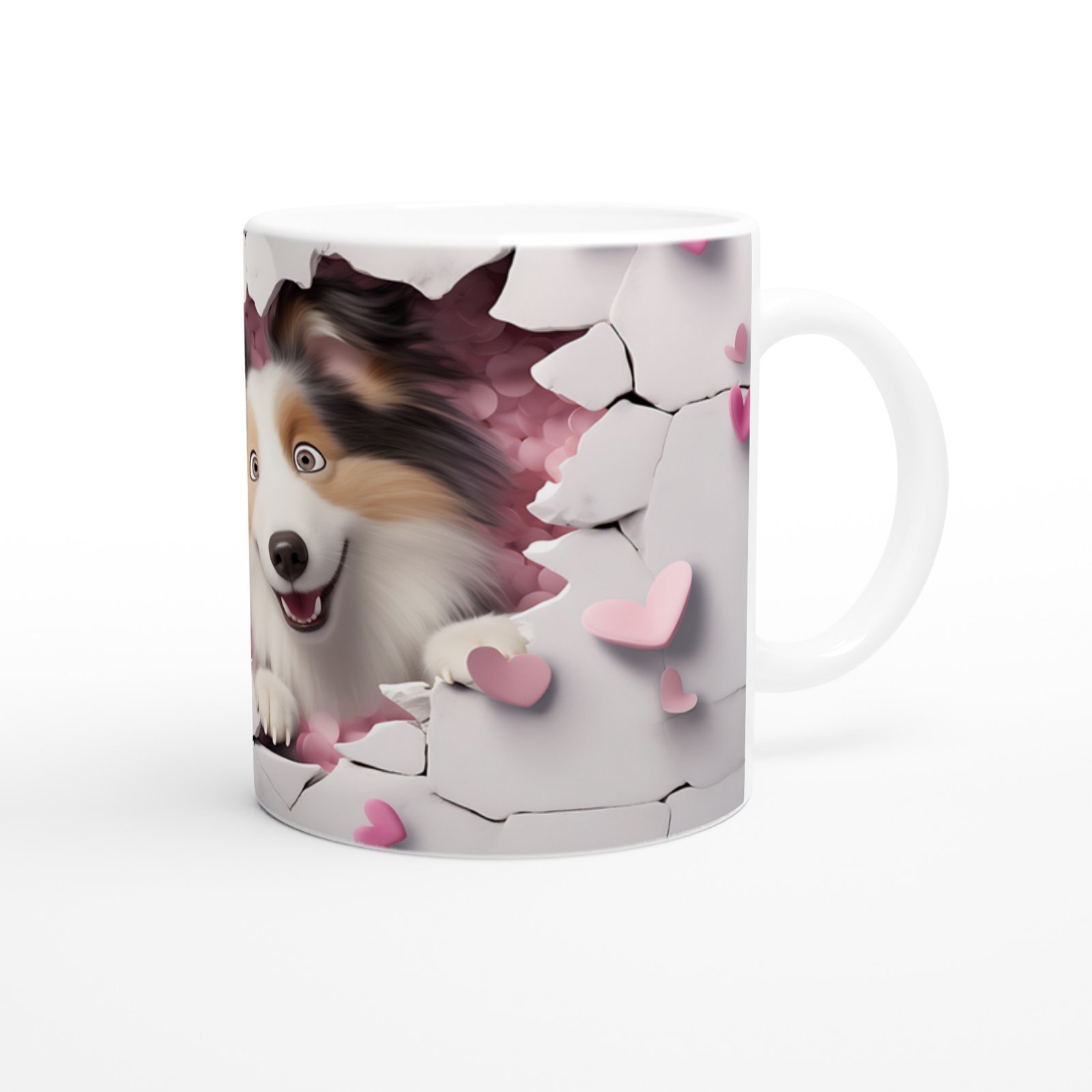 Aşkla Bakan Sevimli Köpek Temalı Baskılı Kupa Bardak - 3