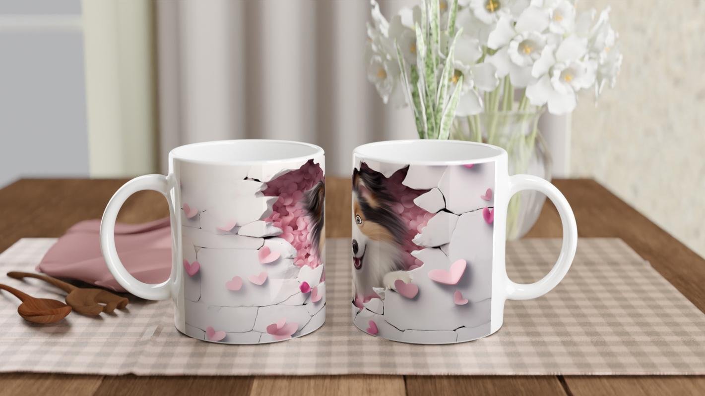 Aşkla Bakan Sevimli Köpek Temalı Baskılı Kupa Bardak - 5