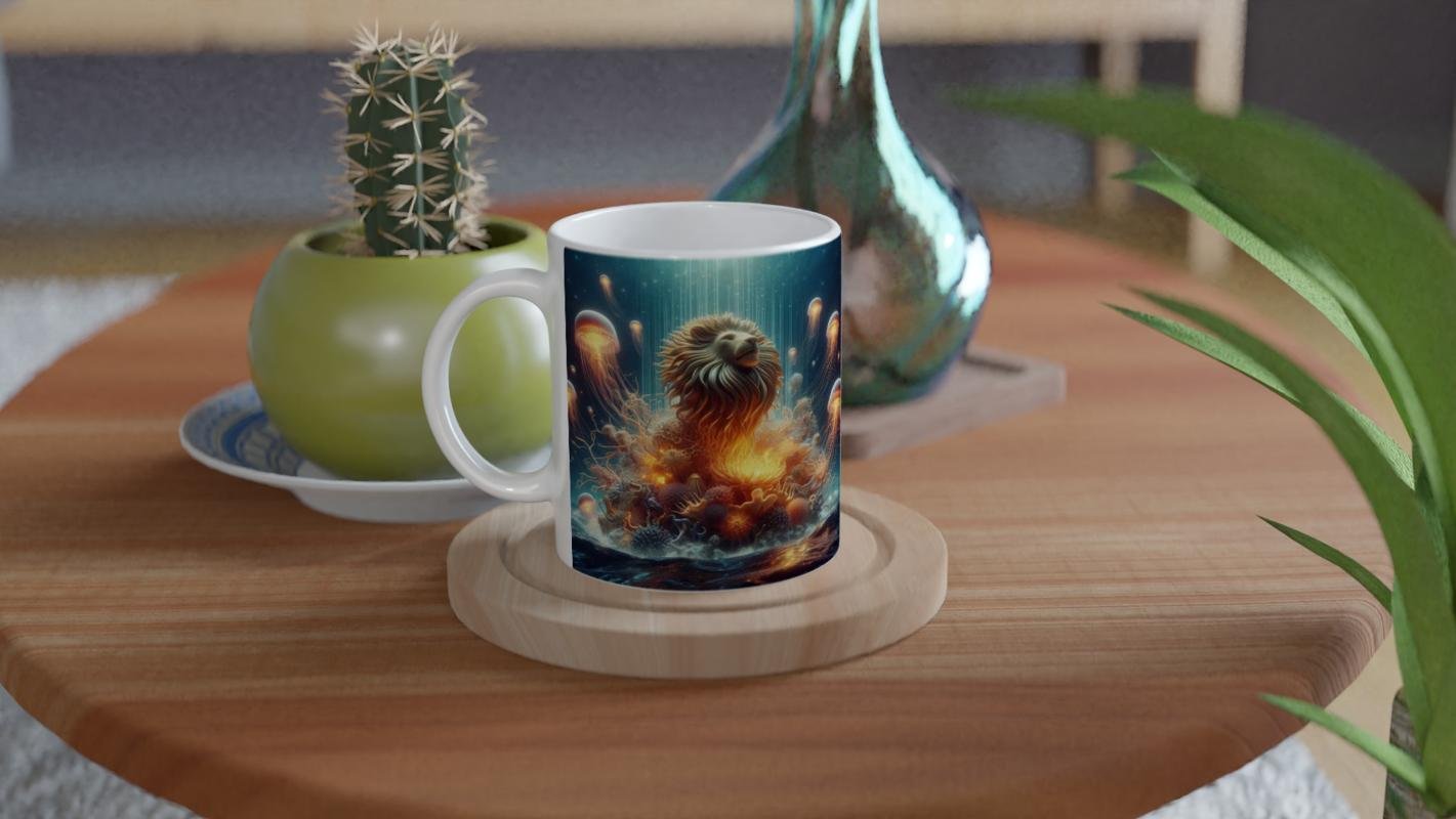 Aslan Burcu Baskılı Kahve Kupası - Astral Denizaltı Dünyası Vs1 - 4