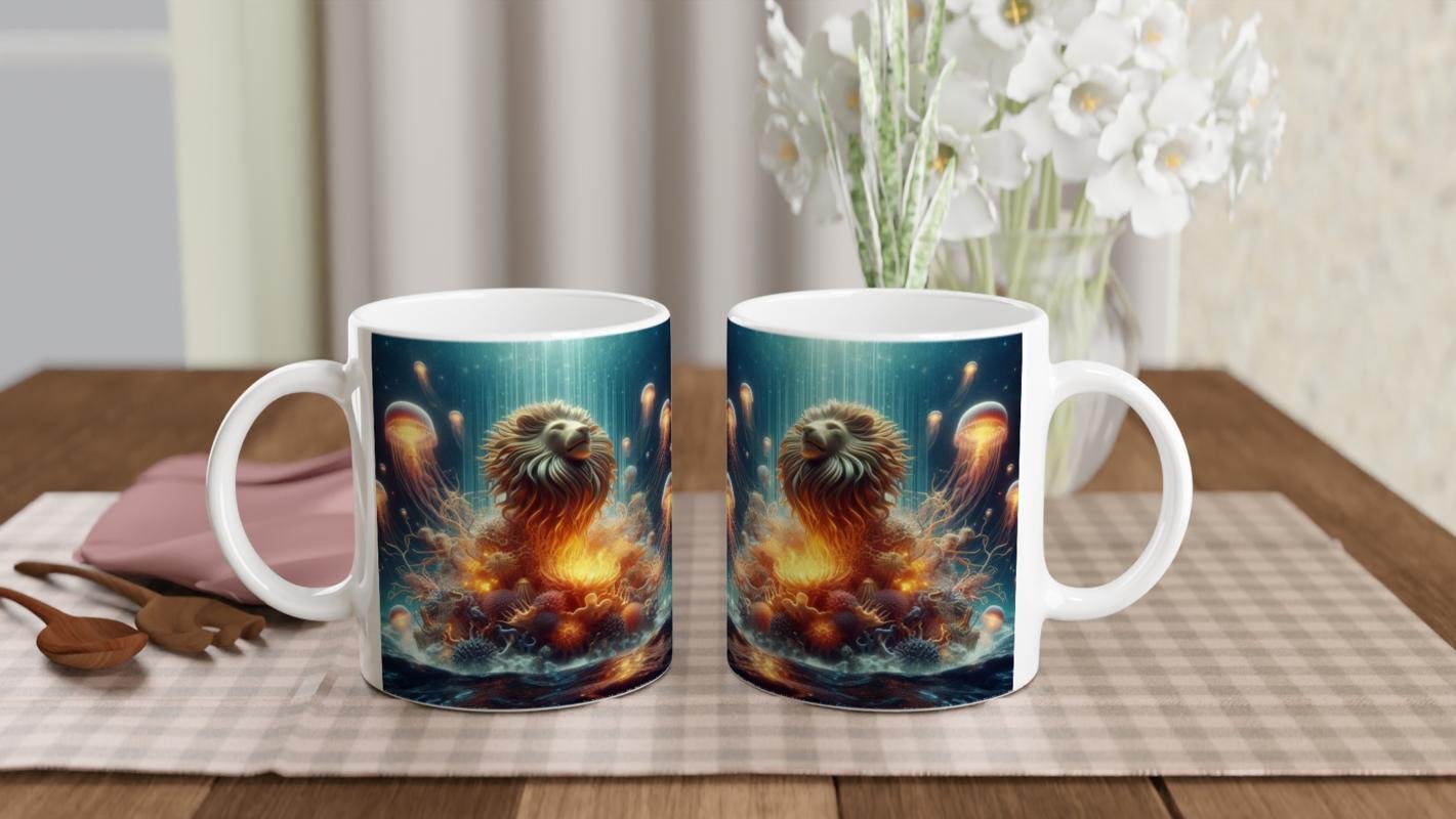 Aslan Burcu Baskılı Kahve Kupası - Astral Denizaltı Dünyası Vs1 - 5