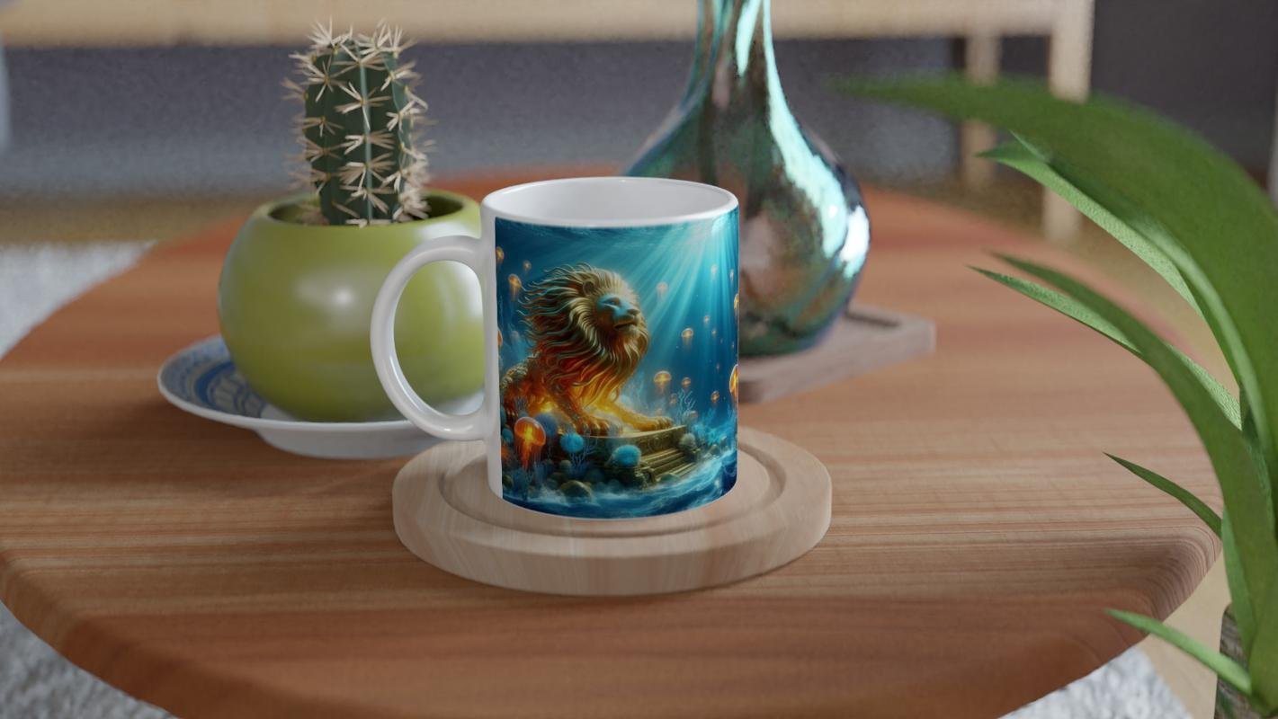 Aslan Burcu Baskılı Kahve Kupası - Astral Denizaltı Dünyası Vs4 - 4