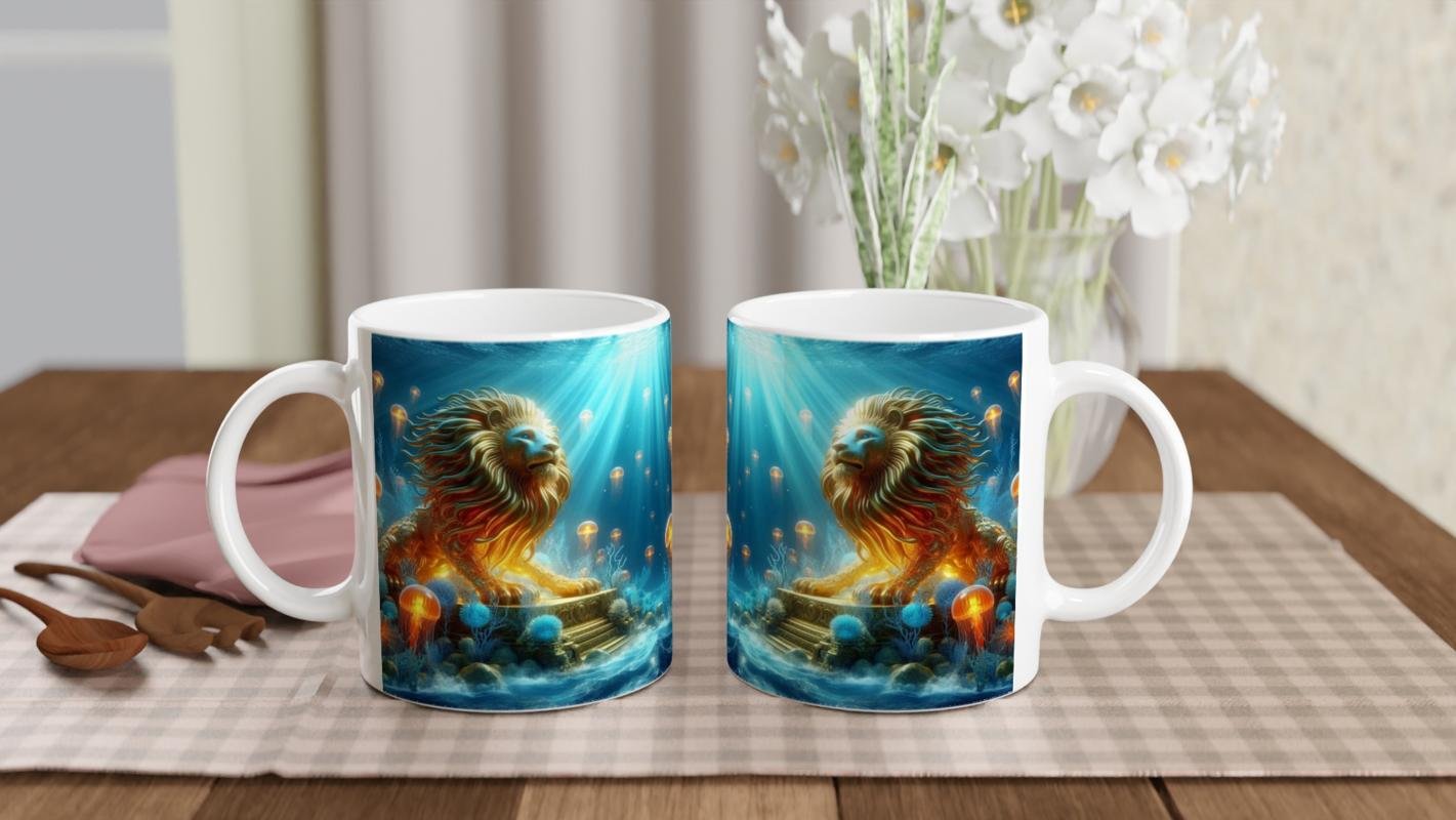 Aslan Burcu Baskılı Kahve Kupası - Astral Denizaltı Dünyası Vs4 - 5