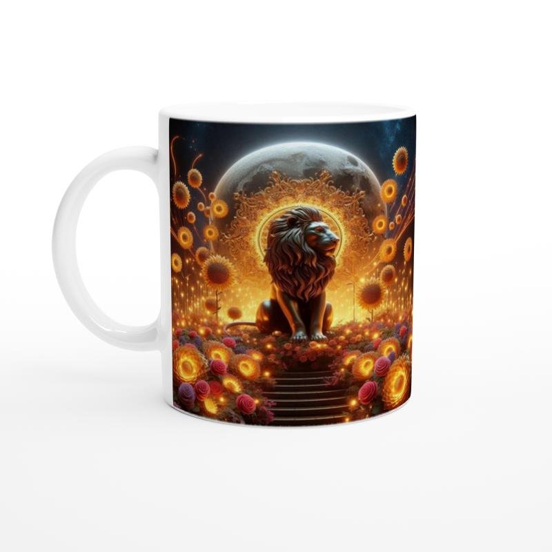 Aslan Burcu Baskılı Kahve Kupası - Ay ışığında Zodyak Bahçesi Vs1