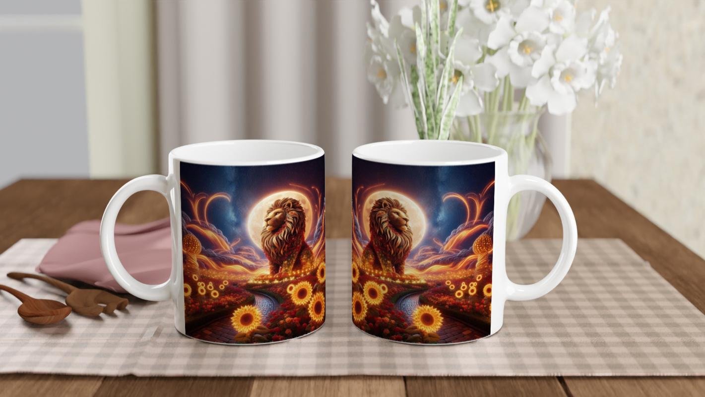 Aslan Burcu Baskılı Kahve Kupası - Ay ışığında Zodyak Bahçesi Vs2 - 5