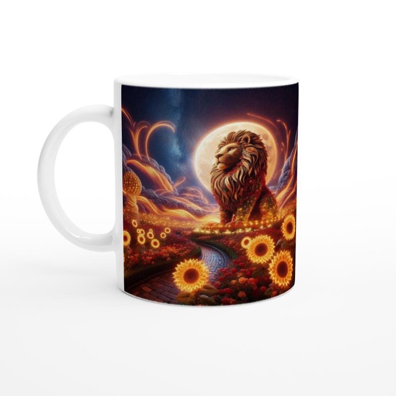Aslan Burcu Baskılı Kahve Kupası - Ay ışığında Zodyak Bahçesi Vs2