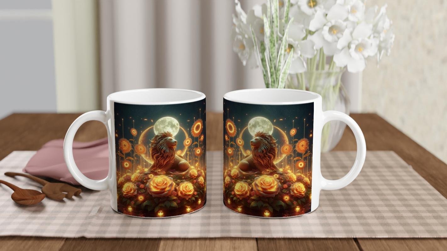 Aslan Burcu Baskılı Kahve Kupası - Ay ışığında Zodyak Bahçesi Vs3 - 5