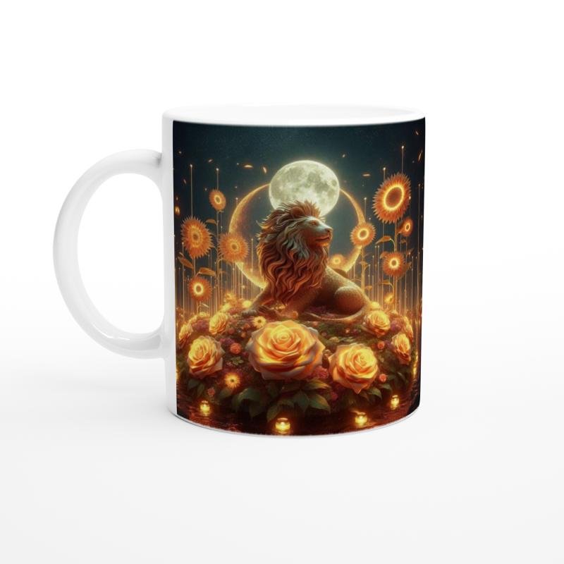 Aslan Burcu Baskılı Kahve Kupası - Ay ışığında Zodyak Bahçesi Vs3