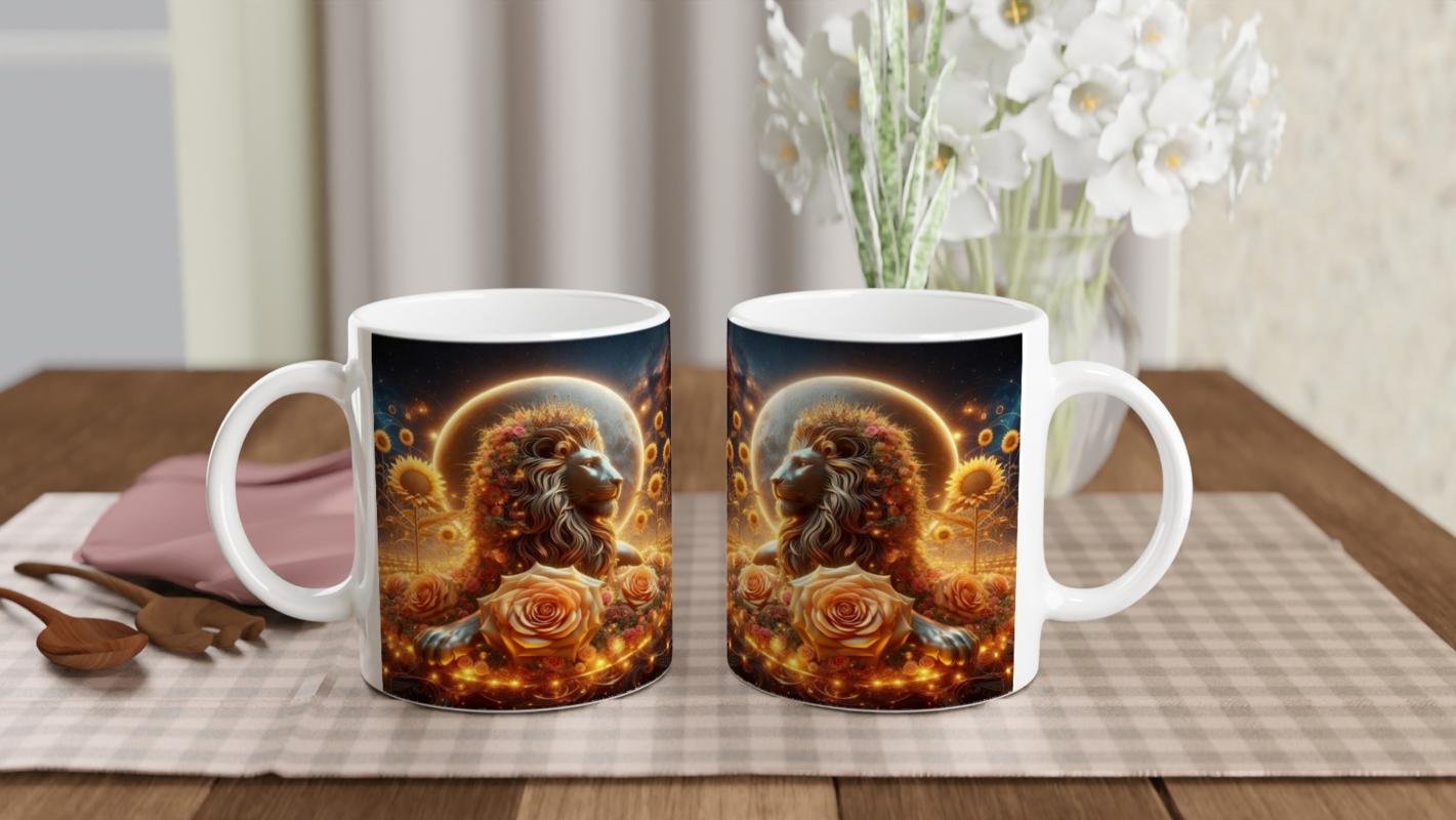 Aslan Burcu Baskılı Kahve Kupası - Ay ışığında Zodyak Bahçesi Vs4 - 5