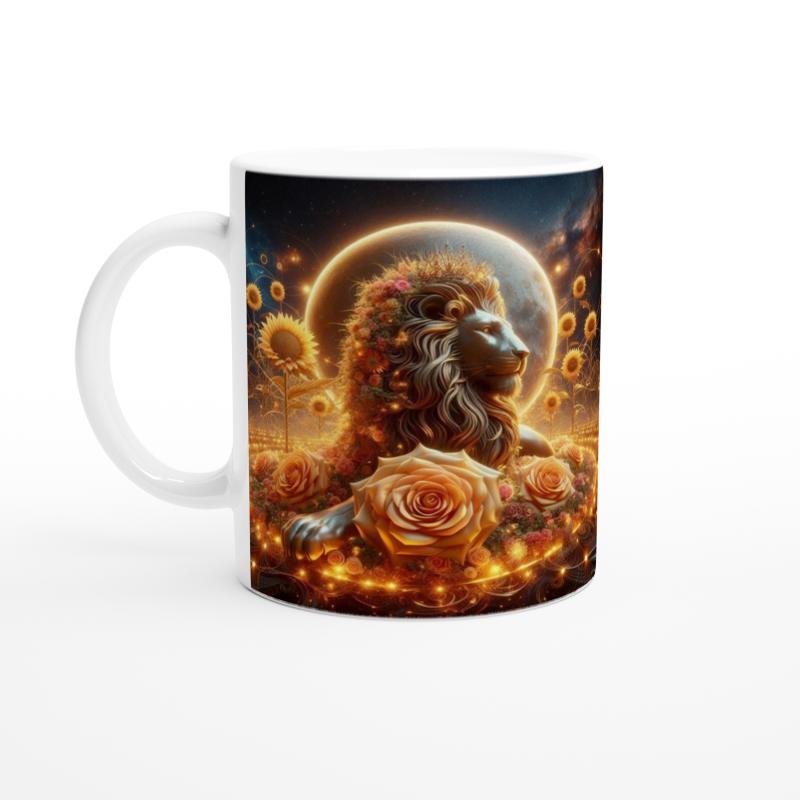 Aslan Burcu Baskılı Kahve Kupası - Ay ışığında Zodyak Bahçesi Vs4