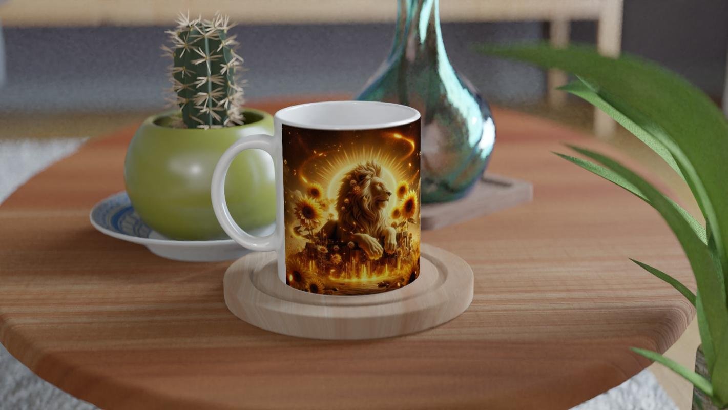 Aslan Burcu Baskılı Kahve Kupası - Elementsel Doğa Krallığı Temalı Vs1 - 4