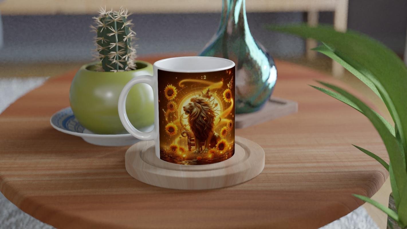 Aslan Burcu Baskılı Kahve Kupası - Elementsel Doğa Krallığı Temalı Vs3 - 4