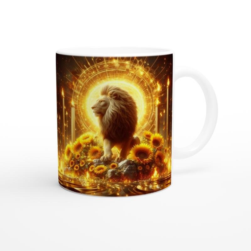 Aslan Burcu Baskılı Kahve Kupası - Elementsel Doğa Krallığı Temalı Vs4 - 3