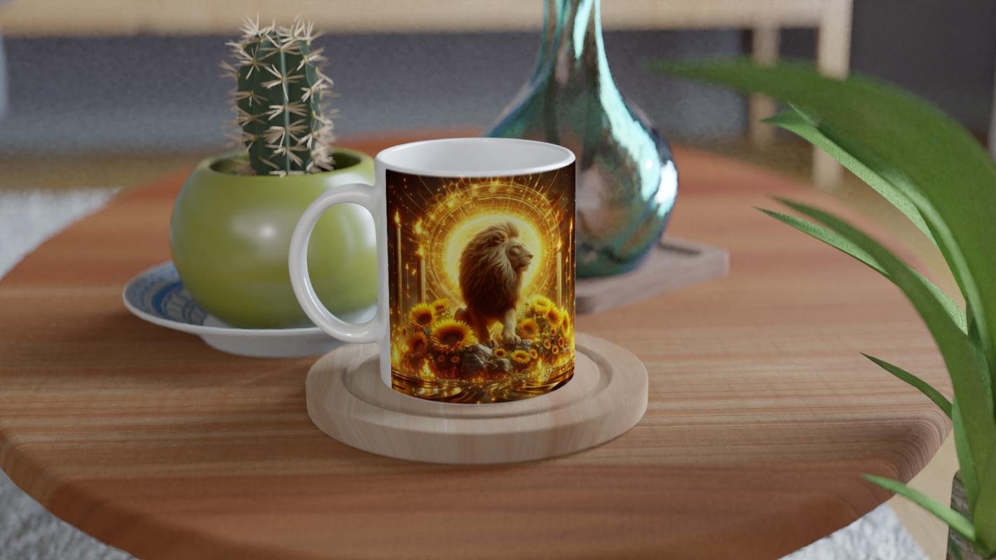 Aslan Burcu Baskılı Kahve Kupası - Elementsel Doğa Krallığı Temalı Vs4 - 4