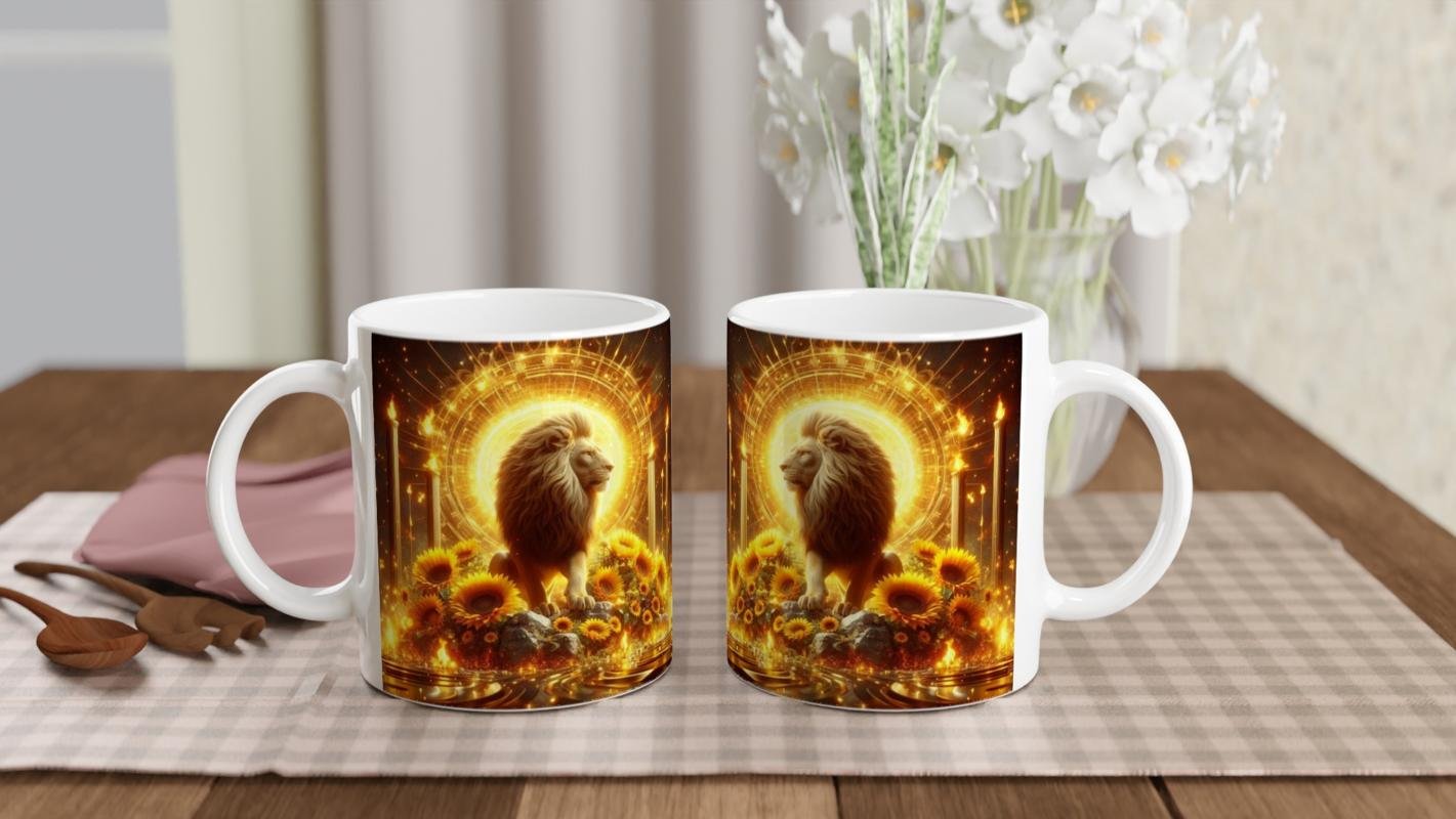 Aslan Burcu Baskılı Kahve Kupası - Elementsel Doğa Krallığı Temalı Vs4 - 5