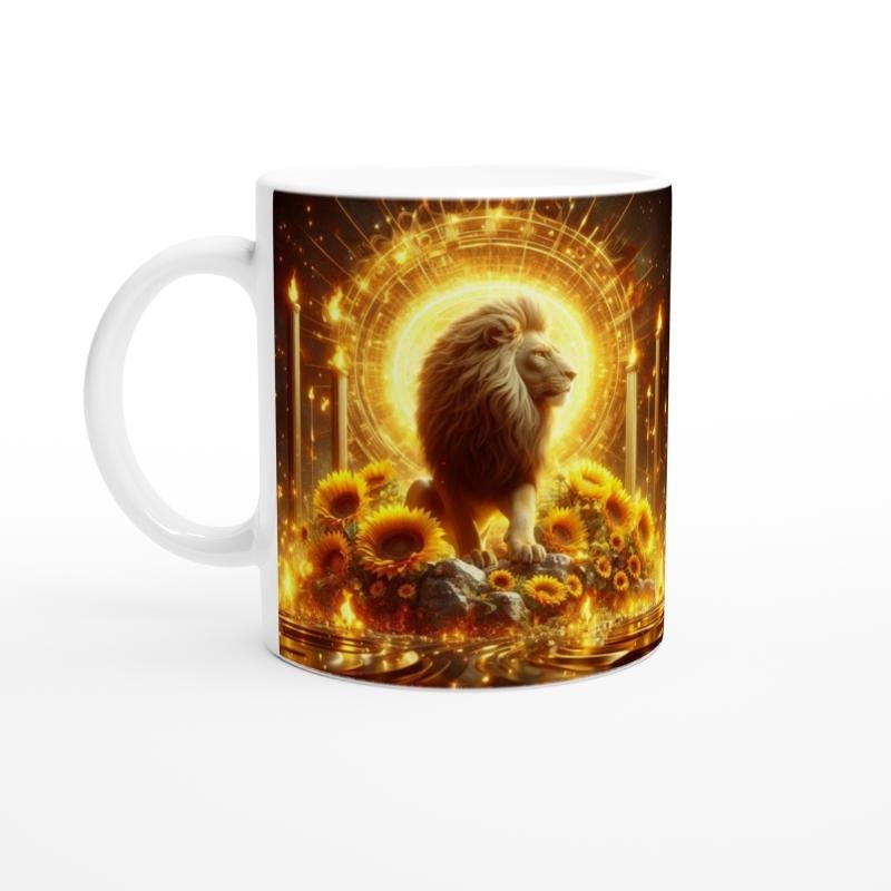 Aslan Burcu Baskılı Kahve Kupası - Elementsel Doğa Krallığı Temalı Vs4