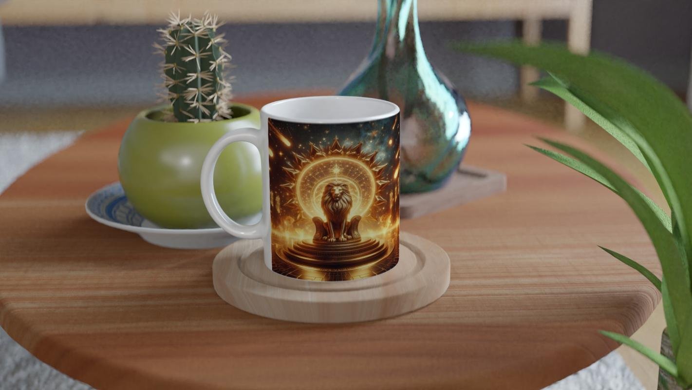 Aslan Burcu Baskılı Kahve Kupası - Galaktik Taht Odası Temalı Vs3 - 4