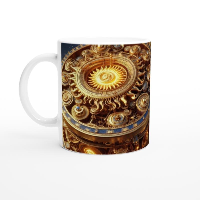 Aslan Burcu Baskılı Kahve Kupası - Zamanın Çarkları Astroloji Mekanizması Vs1