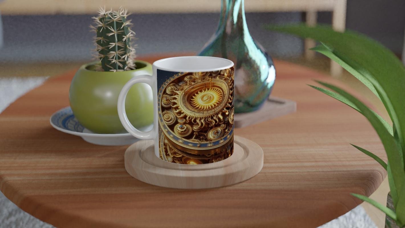 Aslan Burcu Baskılı Kahve Kupası - Zamanın Çarkları Astroloji Mekanizması Vs2 - 4
