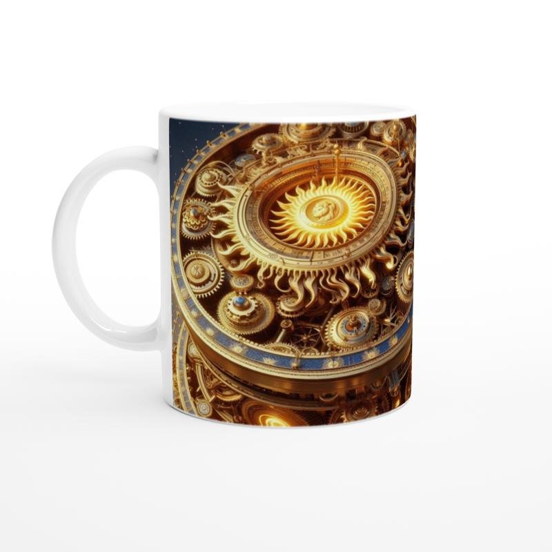 Aslan Burcu Baskılı Kahve Kupası - Zamanın Çarkları Astroloji Mekanizması Vs2