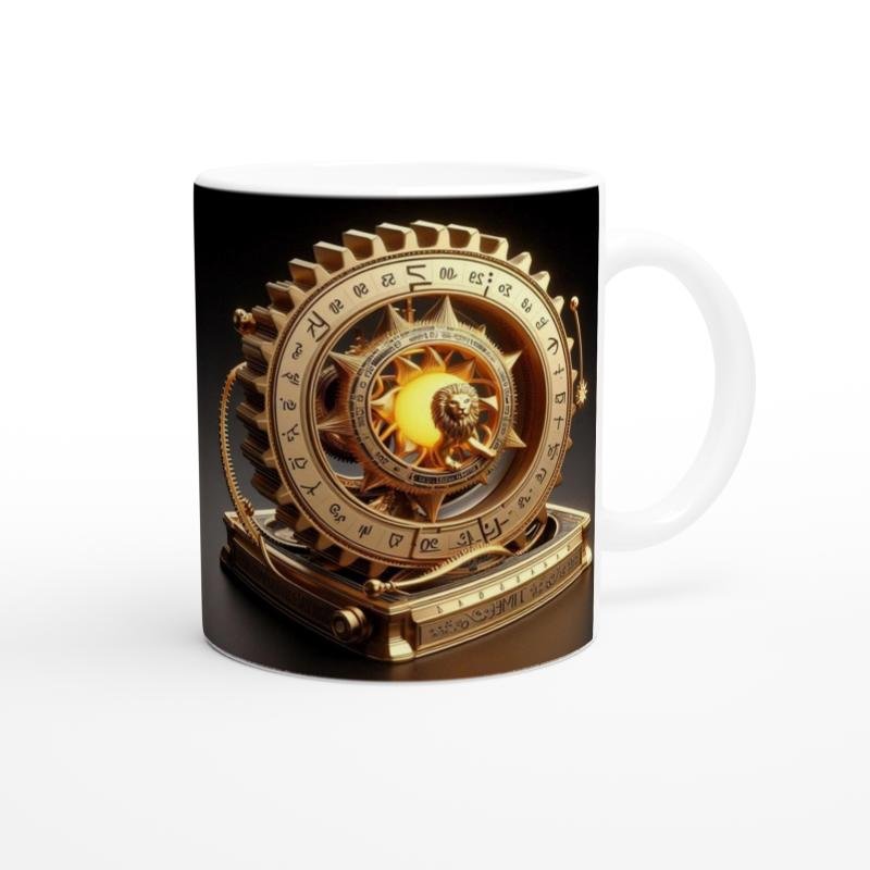 Aslan Burcu Baskılı Kahve Kupası - Zamanın Çarkları Astroloji Mekanizması Vs3 - 3