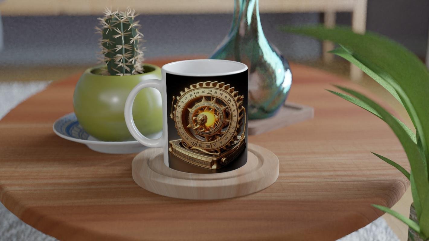 Aslan Burcu Baskılı Kahve Kupası - Zamanın Çarkları Astroloji Mekanizması Vs3 - 4