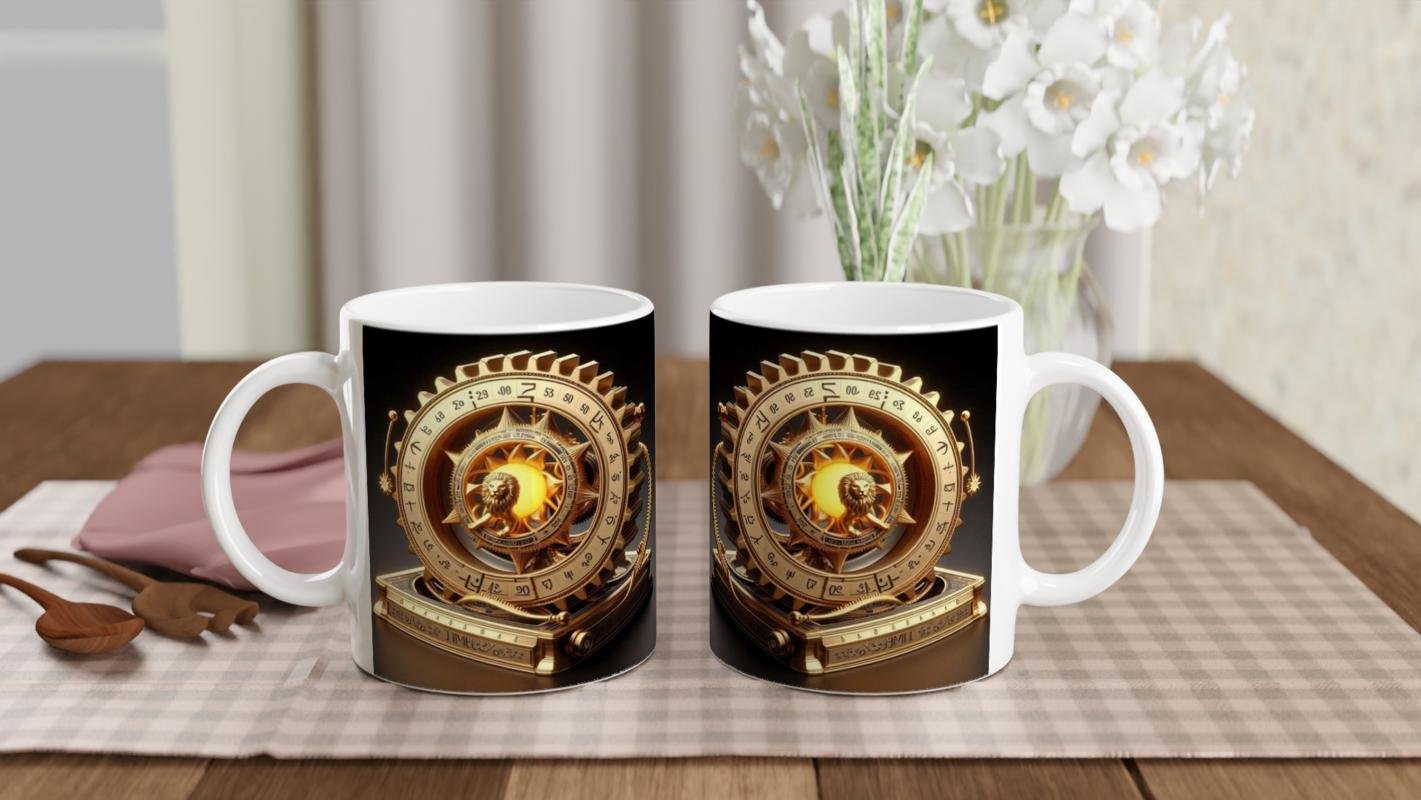 Aslan Burcu Baskılı Kahve Kupası - Zamanın Çarkları Astroloji Mekanizması Vs3 - 5