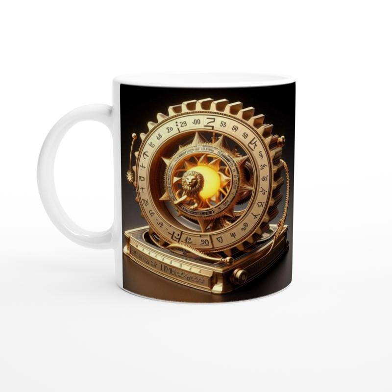 Aslan Burcu Baskılı Kahve Kupası - Zamanın Çarkları Astroloji Mekanizması Vs3