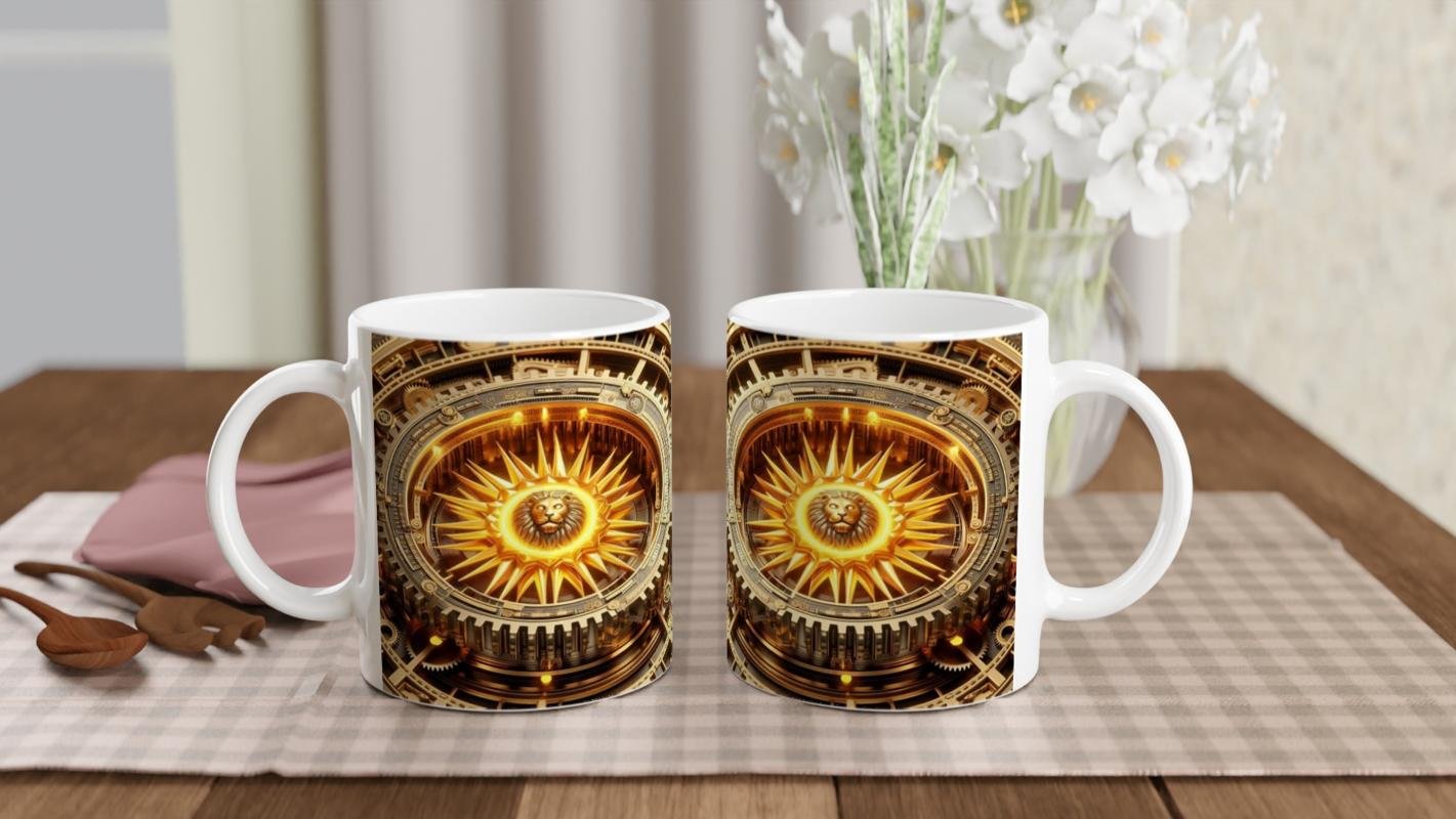Aslan Burcu Baskılı Kahve Kupası - Zamanın Çarkları Astroloji Mekanizması Vs4 - 5