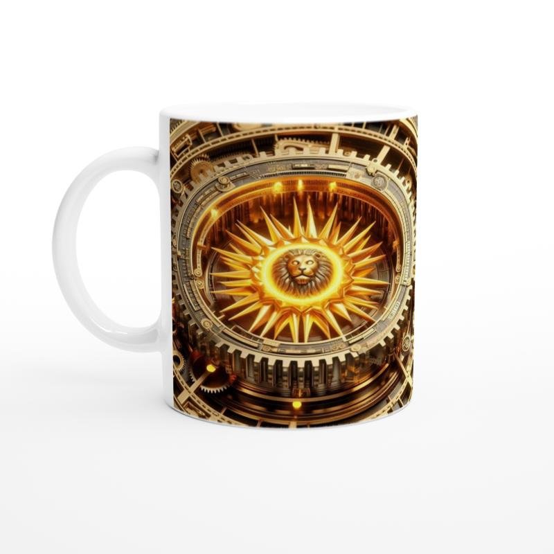 Aslan Burcu Baskılı Kahve Kupası - Zamanın Çarkları Astroloji Mekanizması Vs4