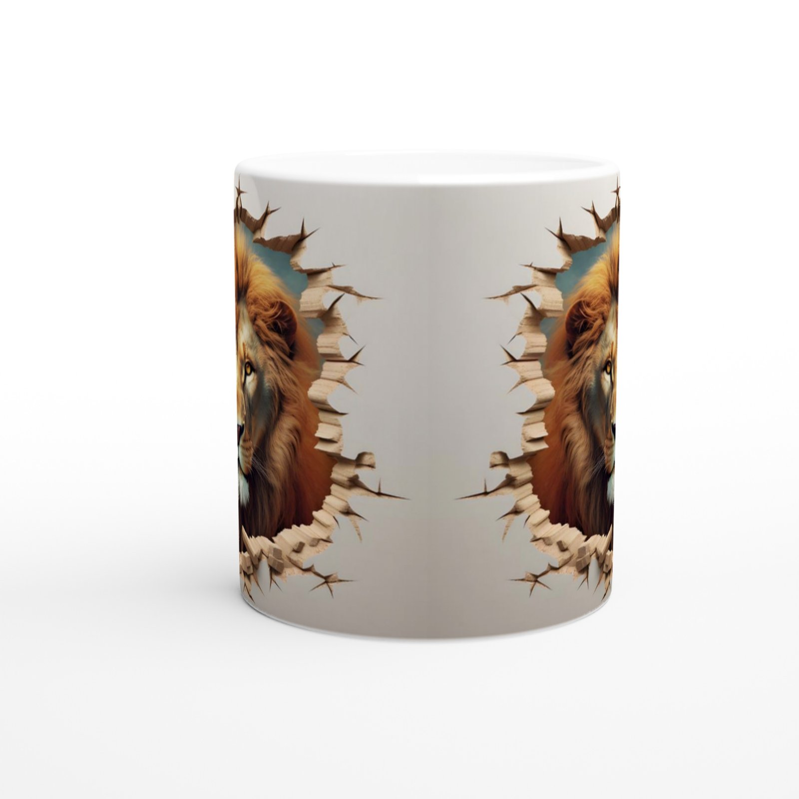 Aslanın Gücü Duvarı Delen Baskılı Kupa Bardak - 2