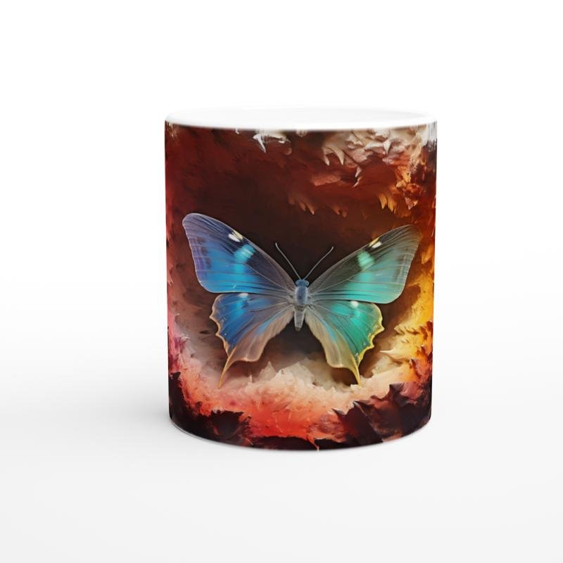 Ateş Çemberinden Doğan Mavi Kelebek Temalı Baskılı Kupa Bardak