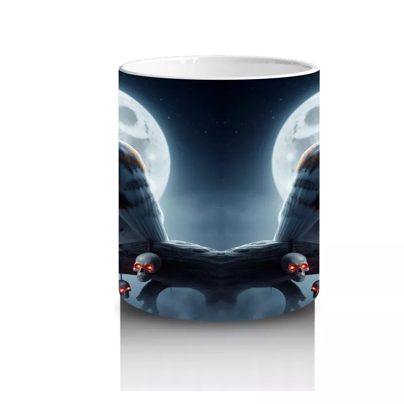 Ay Işığında Sırt Sırta Vampir Kadınlar Figürlü Gotik Cadılar Bayramı Baskılı Kupa Bardak - 3