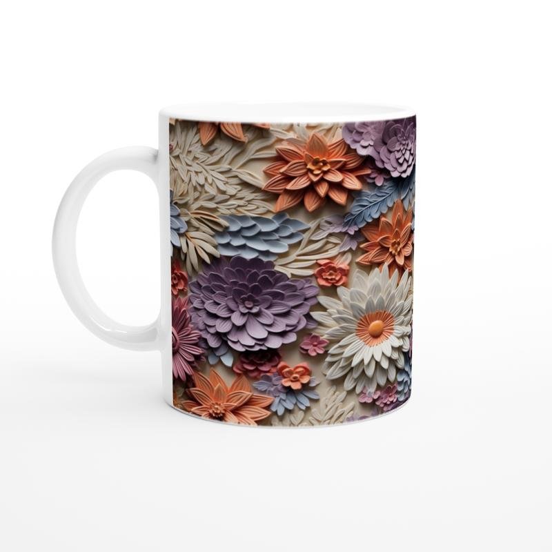 Baharat Tonlarında Rölyef Çiçekli Kupa Bardak