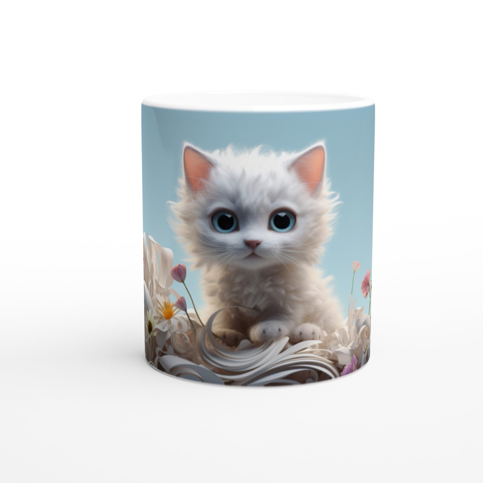 Bahçedeki Masum Bakışlı Yavru Kedi Baskılı Kupa Bardak