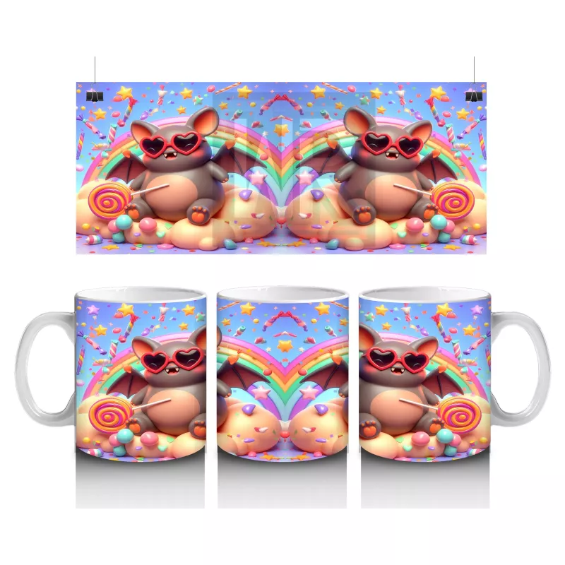 Bal Kabağı Giyimli Sevimli Canavar Figürlü Renkli Cadılar Bayramı Baskılı Kupa Bardak