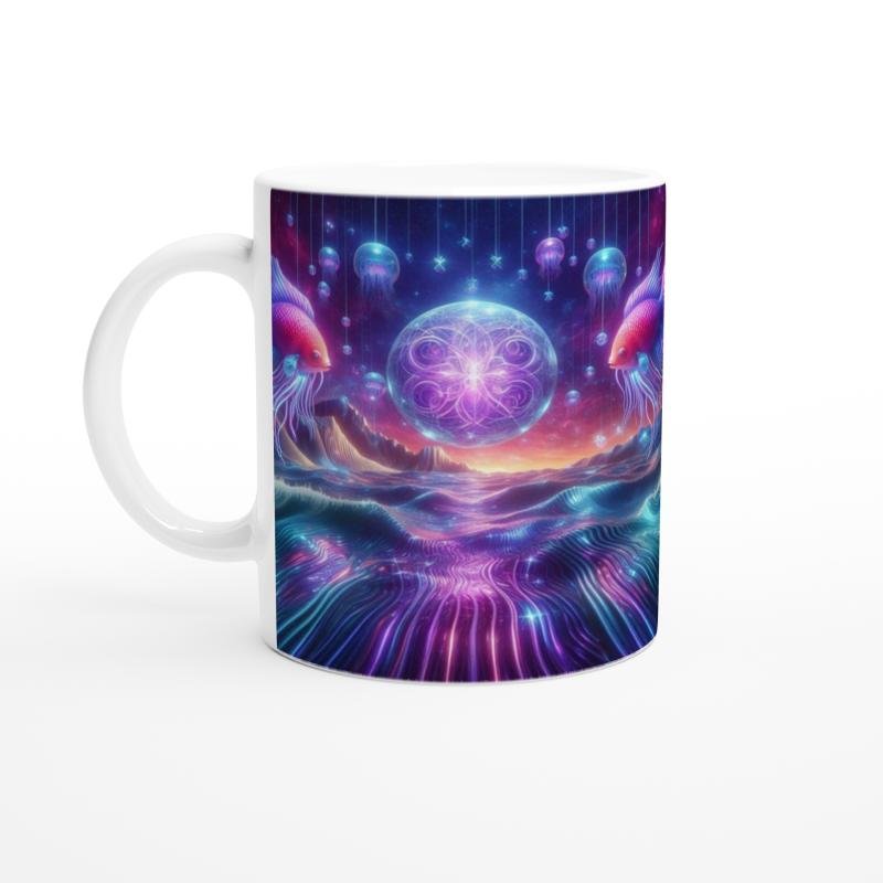 Balık Burcu Baskılı Kahve Kupası - Astral Denizaltı Dünyası Vs1